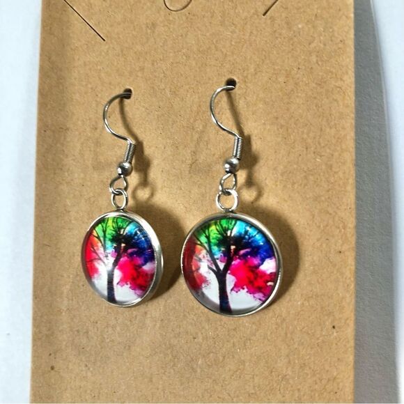 Tree of Life Dangle Hook Earrings (A)109 - Picture 1 of 6